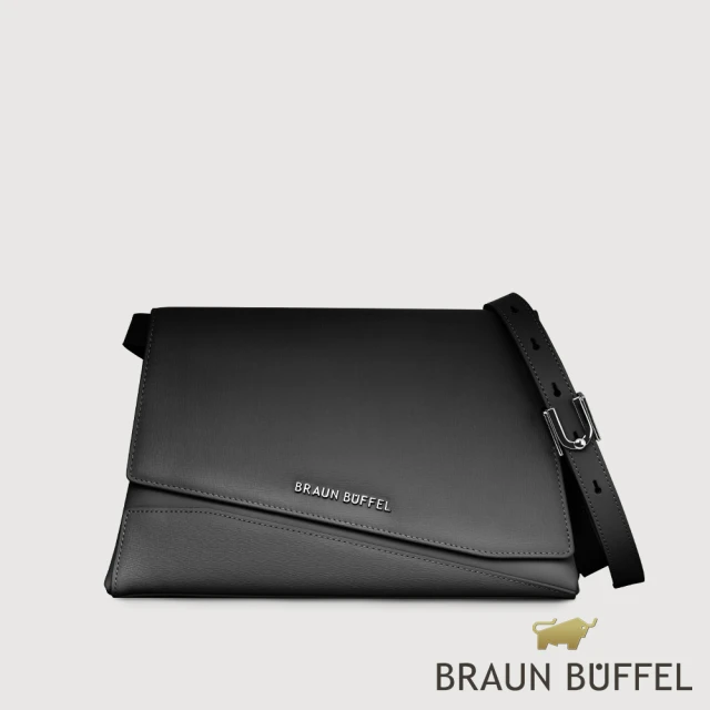 BRAUN BUFFEL 德國小金牛 台灣總代理 阿格瑪 斜背包-黑色(BF826-12-BK)