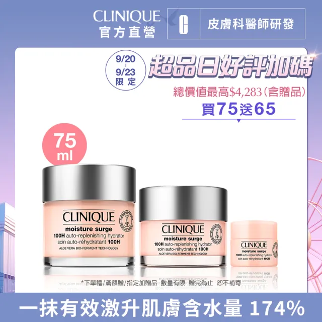 【CLINIQUE 倩碧】水磁場保濕凝膠爆水組(水磁場100H活水循環保濕凝膠75ml/週年慶/預購會)