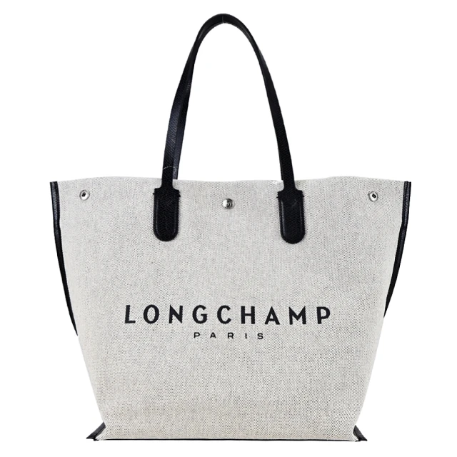 LONGCHAMP ESSENTIAL系列帆布LOGO字母托特包(大/亞麻/展示品)