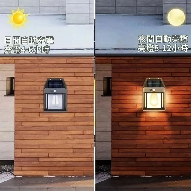 復古太陽能感應戶外壁燈 買一送一(壁燈 太陽能供電 自動感應)