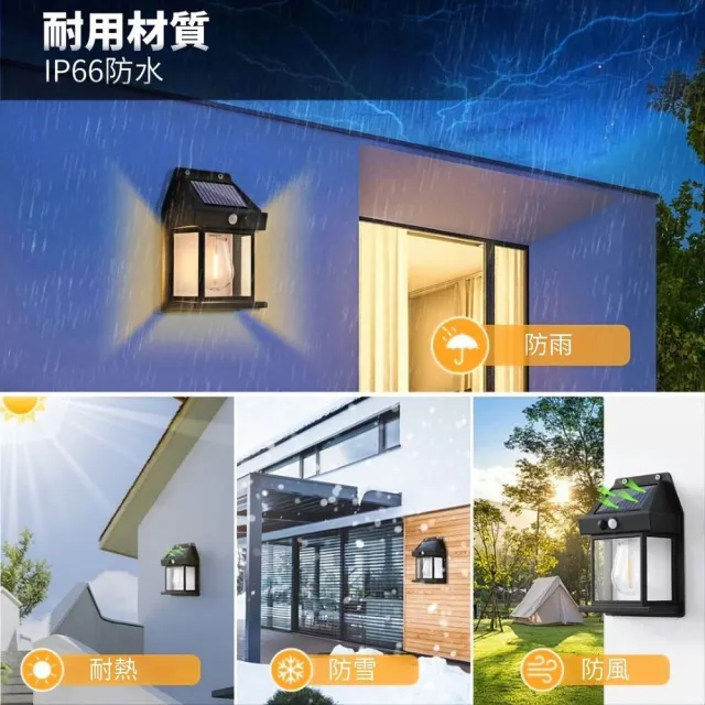 復古太陽能感應戶外壁燈 買一送一(壁燈 太陽能供電 自動感應)
