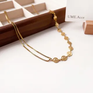 【UME.Acce】笑臉好心情鈦鋼項鍊(鈦鋼項鍊 項鍊 鈦鋼 笑臉 笑臉項鍊 微笑 微笑項鍊 AB鏈)