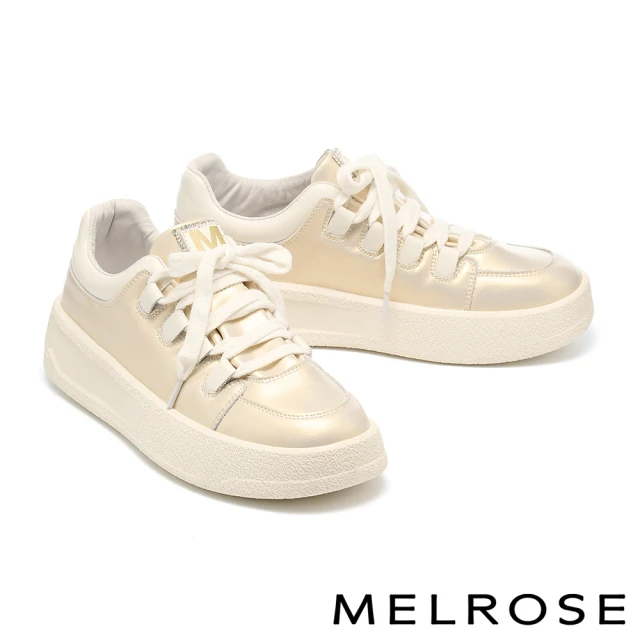 MELROSE 美樂斯 簡約日常牛皮魔鬼氈QQ厚底休閒鞋(白