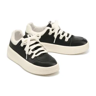 【MELROSE】美樂斯 率性潮流絲綢羊皮QQ厚底休閒鞋(黑)