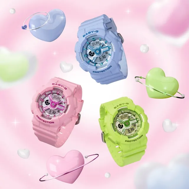 【CASIO 卡西歐】BABY-G 活力繽紛 Y2K時尚 亮麗黃綠 雙顯系列 BA-110YK-3A_43.4mm