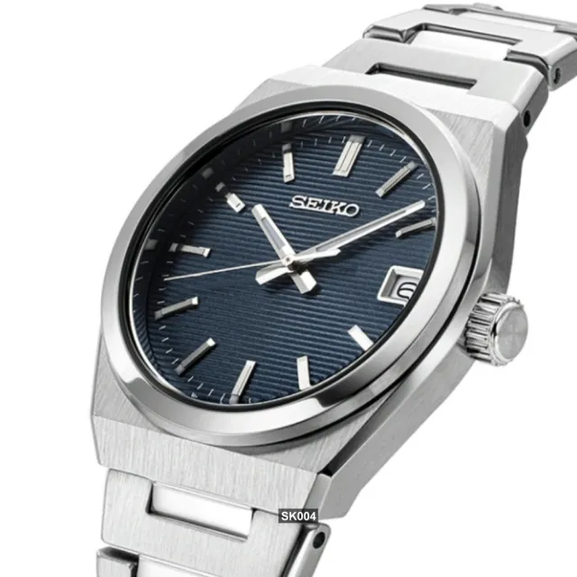 【SEIKO 精工】CS系列/Lady簡約條紋藍面34㎜精鋼款 SK004(SUR575P1/6N42-00N0B)