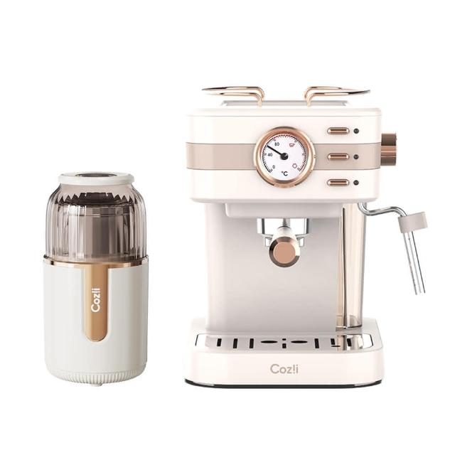 【Coz!i 廚膳寶】20bar義式蒸汽奶泡咖啡機/萃茶機+電動分離式研磨機 豪華組(CO-280K+CO-230i咖啡機豪華組)