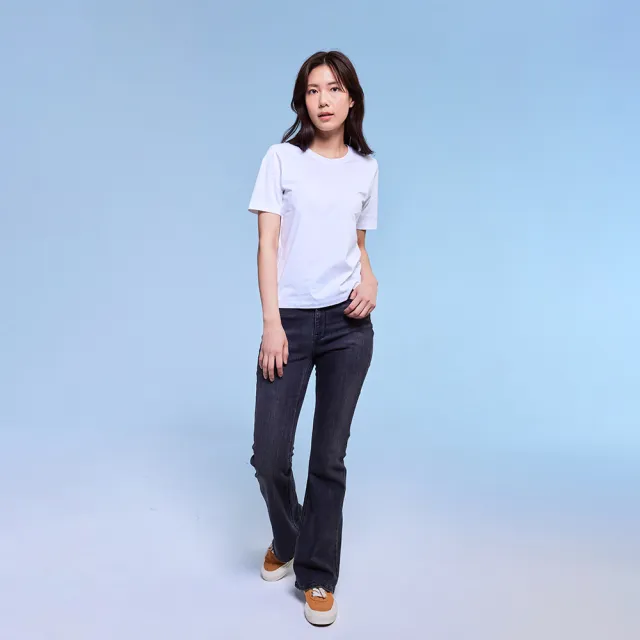 【Lee】女裝 牛仔褲 / 426 高腰修身彈性 喇叭褲型 黑色洗水(LB417119263)