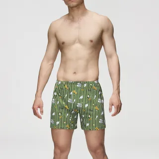 【Mr. DADADO】品味老爹 M-3L印花四角男內褲 天然絲光棉-吸濕排汗-純棉-GHQ425GR(綠)