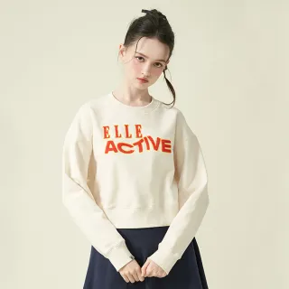 【ELLE ACTIVE】女款 圓領短版上衣長袖上衣-米白色(EA24A2W1401#91)