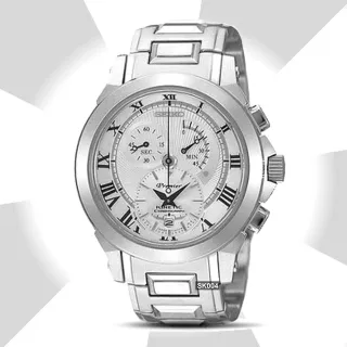 【SEIKO 精工】Premier人動電能三眼計時腕錶-加超值好禮 SK004(SNL039J1/7N22-0AR0S)