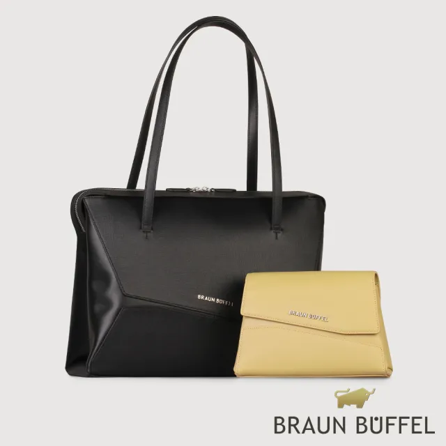 【BRAUN BUFFEL 德國小金牛】福利出清品 阿格瑪 托特包-黑色(BF826-58-BK) 女包送禮推薦