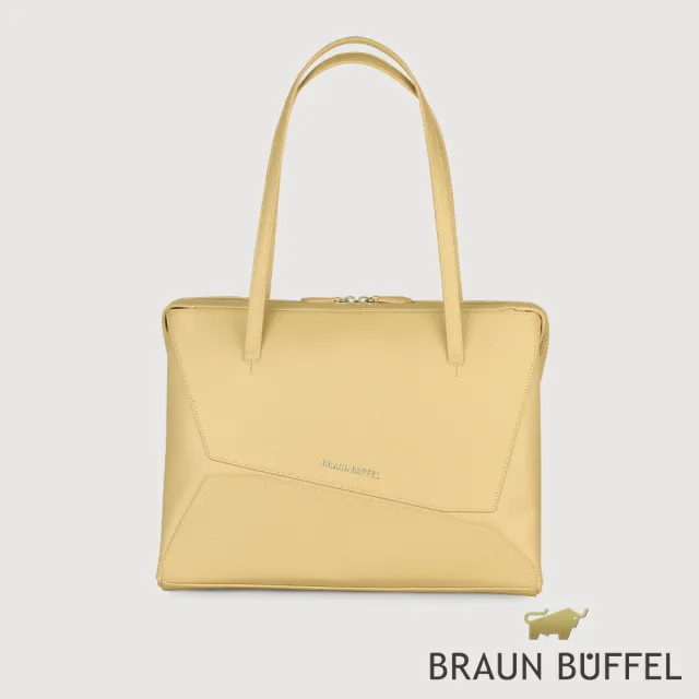 【BRAUN BUFFEL 德國小金牛】福利出清品 阿格瑪 托特包-淺棕色(BF826-58-CR) 女包送禮推薦