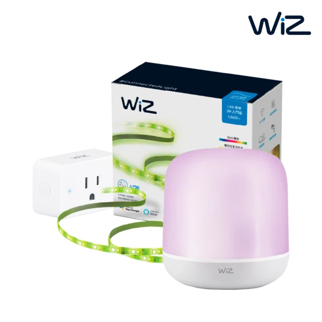 Philips 飛利浦 WiZ 智慧 LED 氛圍情境燈+WiZ 智慧插座+WiZ LED 2M全彩燈帶