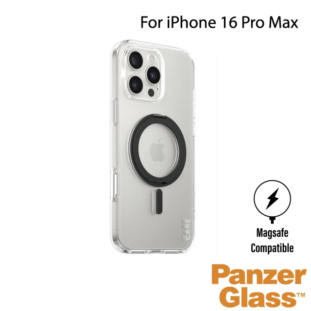 PanzerGlass iPhone 16 Pro Max 6.9吋 Feature 磁吸支架透明防摔殼(透黑)