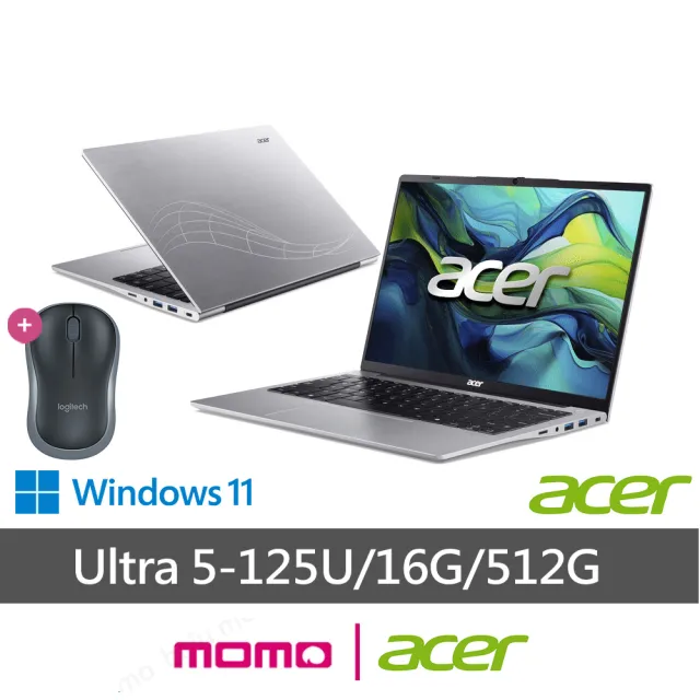 【Acer 宏碁】送無線滑鼠★14吋Ultra 5 輕薄AI筆電(Swift Lite/SFL14-51M-50W8/Ultra 5-125U/16G/512G/W11)