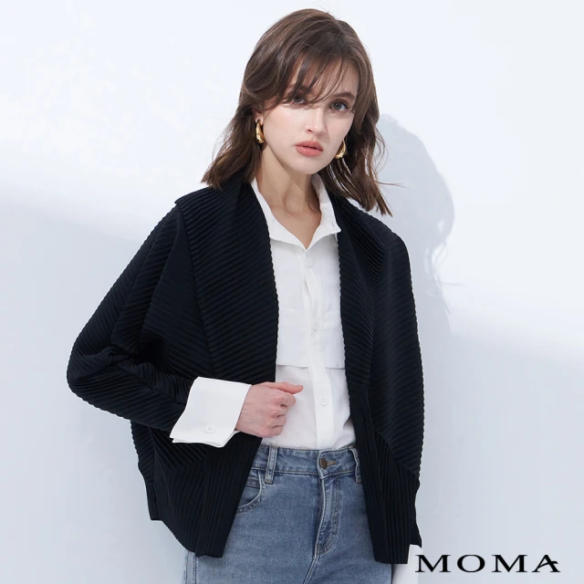 MOMA 立體繭型壓褶外套(黑色)