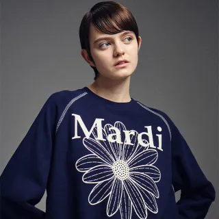 【MARDI MERCREDI】印花落肩大學TEE 海軍藍色 經典小雛菊 象牙白花 SWEATSHIRT RAGLAN FLOWERMARDI