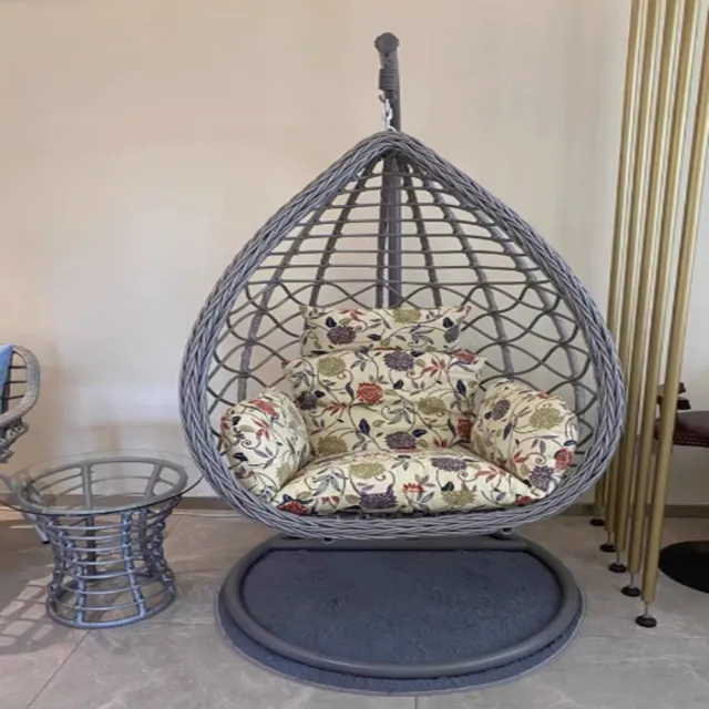 【YouPin】北歐室內吊籃陽臺單人田園仿藤椅吊椅成人搖椅秋仟家用現代免打孔(吊椅)