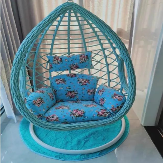 【YouPin】北歐室內吊籃陽臺單人田園仿藤椅吊椅成人搖椅秋仟家用現代免打孔(吊椅)