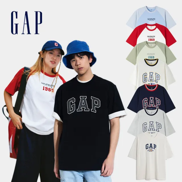 【GAP】男女款 Logo純棉圓領短袖T恤-多款任選(892185&608929&465443&548094)