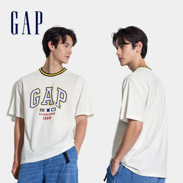 【GAP】男女款 Logo純棉圓領短袖T恤-多款任選(892185&608929&465443&548094)