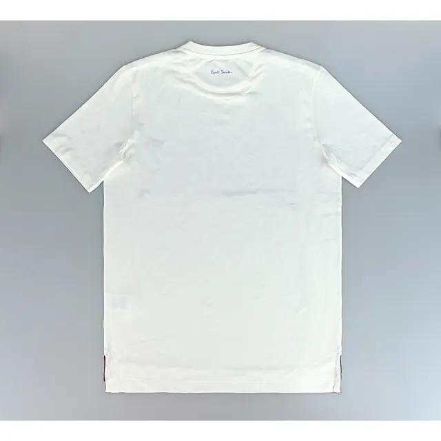 【Paul Smith】PAUL SMITH簡約草寫層次LOGO刺繡設計有機棉圓領短袖T恤(男款/白)