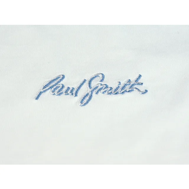 【Paul Smith】PAUL SMITH簡約草寫層次LOGO刺繡設計有機棉圓領短袖T恤(男款/白)