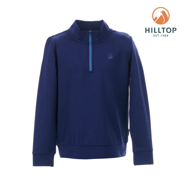 【Hilltop 山頂鳥】ZISOFIT吸濕快乾抗UV長袖半開襟針織彈性上衣 童款 藍|PS15XC03ECE0