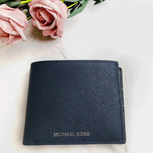 【Michael Kors】防刮皮革 男用短夾 滿版 附證件/夾零錢袋(平輸品)