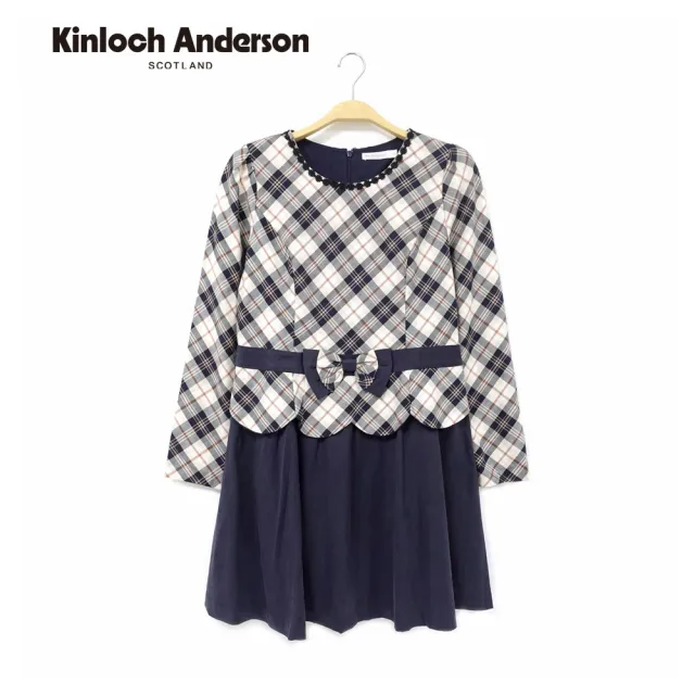 【Kinloch Anderson】圓領花瓣下擺格紋洋裝 金安德森女裝(KA0575709)