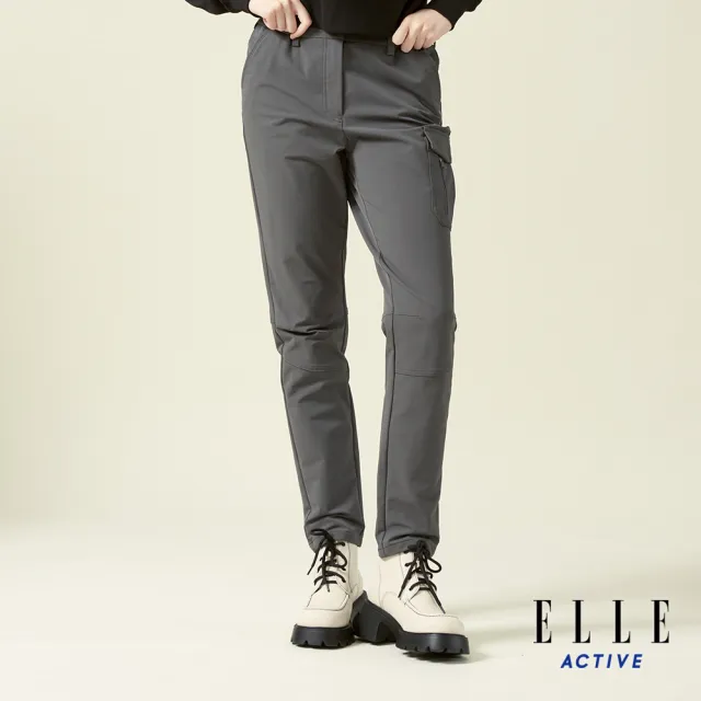 【ELLE ACTIVE】女款 四面彈多口袋平口休閒長褲-深灰色(EA24A2W3403-98)