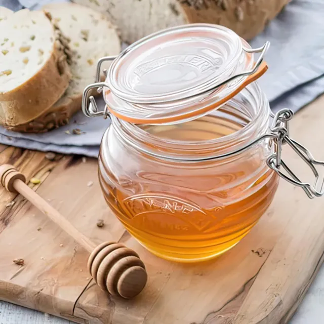 【KILNER】英國品牌蜂蜜玻璃密封罐附蜂蜜勺-400ml(保鮮罐/玻璃罐)