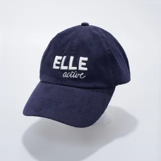 【ELLE ACTIVE】男女款 經典繡花LOGO條絨棒球帽-深藍色(EA24A2FH003#39)