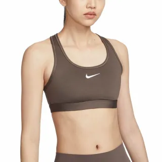 【NIKE 耐吉】運動內衣 女款 中度支撐 慢跑 瑜珈 訓練 AS W NK SWSH MED SPT BRA 咖啡 DX6822-004