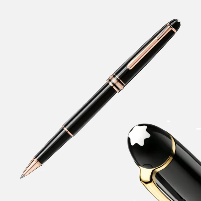 【MONTBLANC 萬寶龍】經典金夾鋼珠筆(黑)