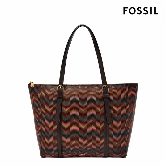 【FOSSIL 官方旗艦館】Carlie 托特包-棕色霓虹紋 ZB11088998