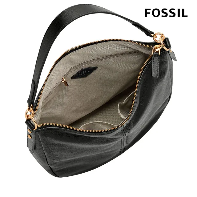 【FOSSIL】Jolie 真皮新月斜背包 大款-黑色 ZB1434001