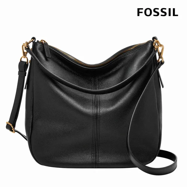 【FOSSIL】Jolie 真皮新月斜背包 大款-黑色 ZB1434001