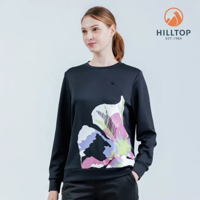 【Hilltop 山頂鳥】POLYGIENE抗菌吸濕快乾保暖彈性印花刷毛上衣 女 黑|PH51XFM5ECA0