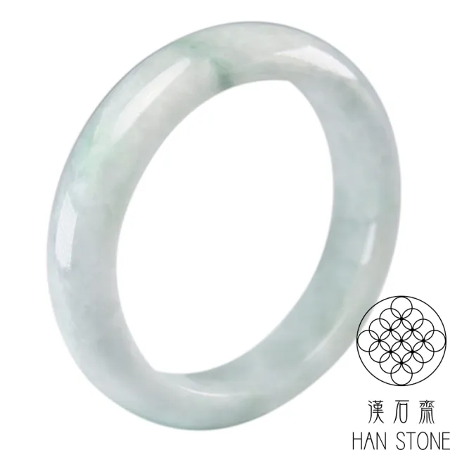 【漢石齋】天然翡翠A貨 手鐲玉鐲 飄花種 福 利 品(手圍18.5/版寬14mm)