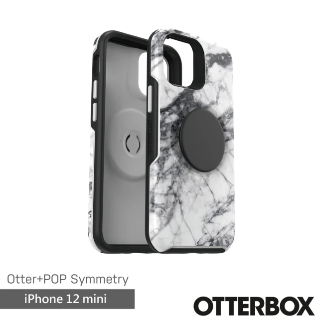 OtterBox iPhone 12 mini 5.4吋 OtterPop Symmetry 炫彩幾何泡泡騷保護殼(白大理石)