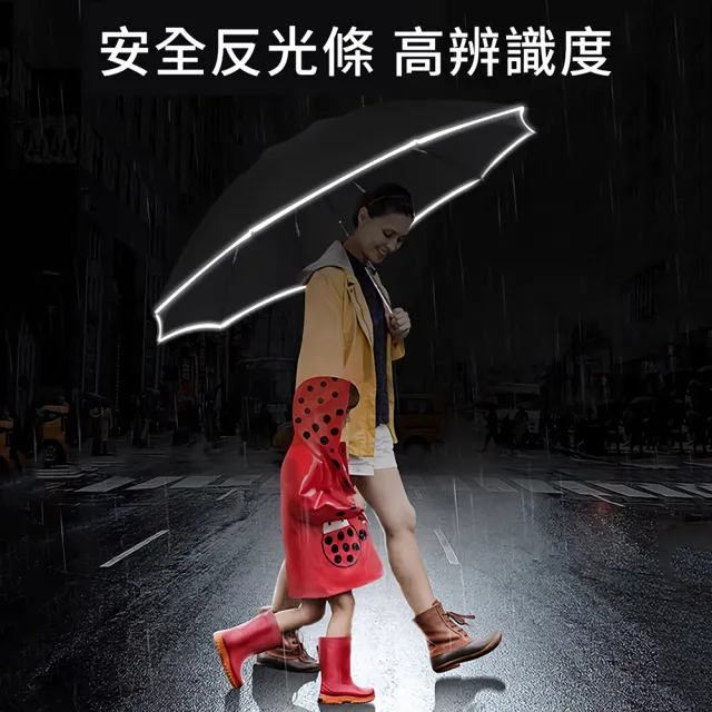 【Bosum】2入 27吋超大傘面 鋁合金10骨加固 抗暴風雨傘 多人撐傘免淋濕 安全增亮反光條 自動折疊傘摺疊傘