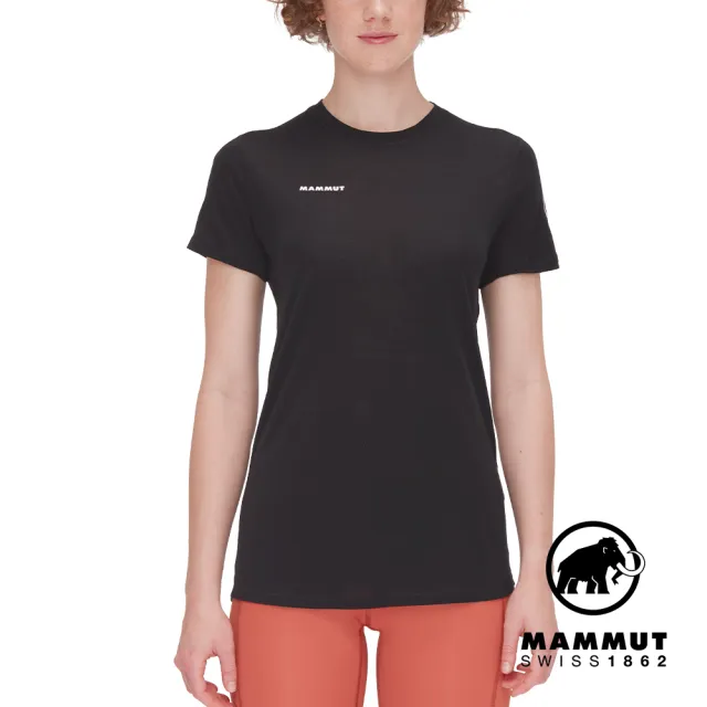 【Mammut 長毛象官方直營】Tree Wool FL T-Shirt Women 羊毛混紡快乾抗臭短袖T恤 黑色 女款 #1017-06670