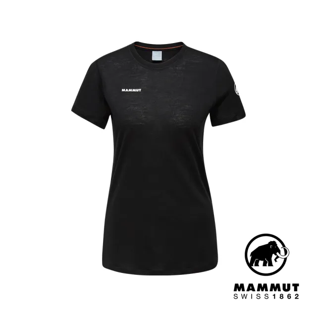 【Mammut 長毛象官方直營】Tree Wool FL T-Shirt Women 羊毛混紡快乾抗臭短袖T恤 黑色 女款 #1017-06670