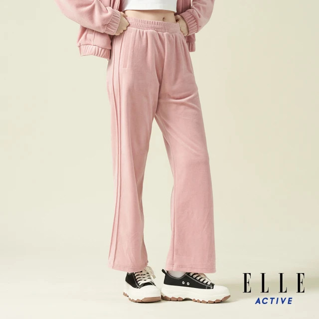 ELLE ACTIVE 女款 保暖棉絨直筒長褲/寬褲-粉色(EA24A2W3405#72)