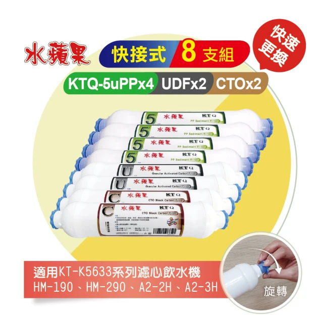 水蘋果 KTQ快接式一年份濾心8支組(5uPPx4+UDFx2+CTOx2)