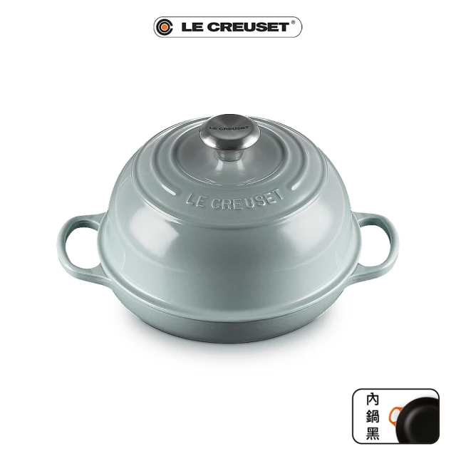 Le Creuset 盒損福利品_典藏琺瑯鑄鐵烘焙麵包鍋24cm(海洋之花-鋼頭-內鍋黑)