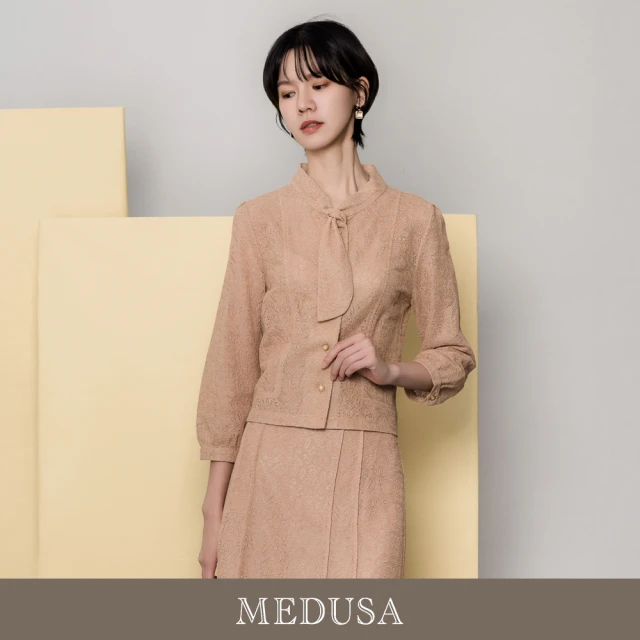 MEDUSA 曼度莎 現貨-橘色紋理領巾禮服外罩（M-XL）｜禮服外套 小外套 媽媽禮服(501-7130A)