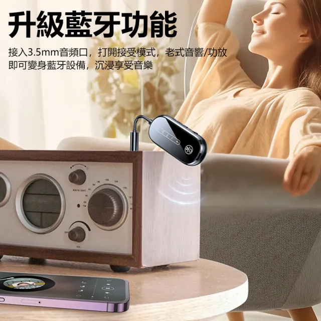 【Nil】C83Pro 二合一藍牙5.4音頻接收器 車載音響無線發射器 車家兩用 電視電腦耳機MP3適配器